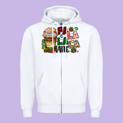 Zipper Hoodie fa la la la latte