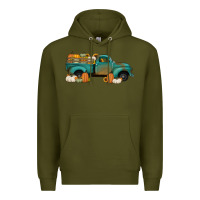 Army Green pumpkin farm truck no background Premium Hoodie - Jasminsmagicworld