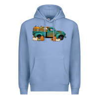 Colony Blue pumpkin farm truck no background Premium Hoodie - Jasminsmagicworld