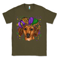 Army Green mardi gras hat dachshund Classic Tee - RanaPortraitStore