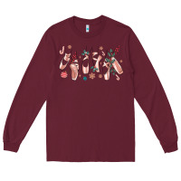 Burgundy christmas ballerina shoes Long Sleeve Tee - MaliasSmallBusiness