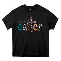 Black Happy Easter Heavy Core Tee - CowhideDigitalArt