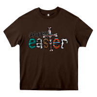 Chocolate Brown Happy Easter Heavy Core Tee - CowhideDigitalArt