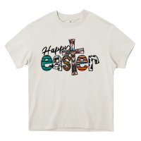 Cream Happy Easter Heavy Core Tee - CowhideDigitalArt