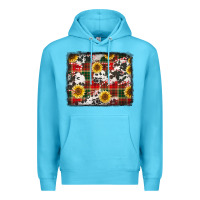 Ocean Blue cowhide sunflowers candy canes Premium Hoodie - Jasminsmagicworld