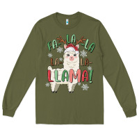 Army Green fa la la llama Long Sleeve Tee - MaliasSmallBusiness