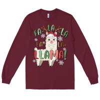 Burgundy fa la la llama Long Sleeve Tee - MaliasSmallBusiness