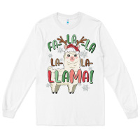 White fa la la llama Long Sleeve Tee - MaliasSmallBusiness