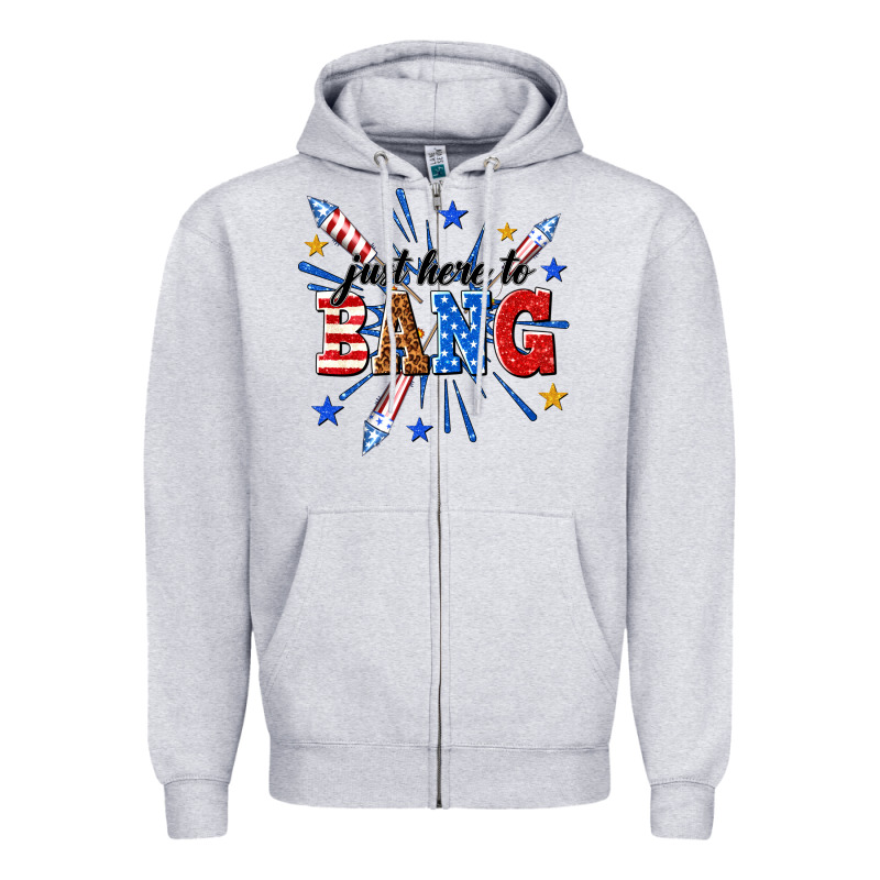 Just Here To Bang Zipper Hoodie by texasbilliewilder | Teevron