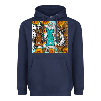 Navy Easter bunnies leopard cowhide tumbler Easter Day Heavyweight Hoodie - Neo Western