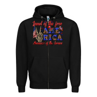 Black land of the free america because of the brave Zipper Hoodie - texasbilliewilder
