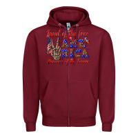 Land Of The Free America Because Of The Brave Zipper Hoodie | Teevron