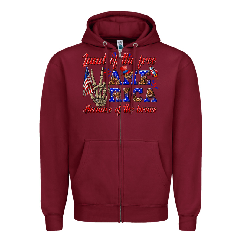Land Of The Free America Because Of The Brave Zipper Hoodie by texasbilliewilder | Teevron