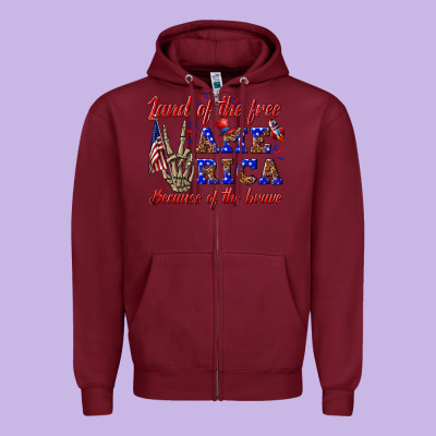Zipper Hoodie land of the free america because of the brave