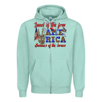 Seafoam land of the free america because of the brave Zipper Hoodie - texasbilliewilder