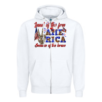 White land of the free america because of the brave Zipper Hoodie - texasbilliewilder