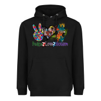 Black peace love autism Heavyweight Hoodie - SublimationCraftShop