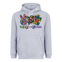 Heather Grey peace love autism Heavyweight Hoodie - SublimationCraftShop