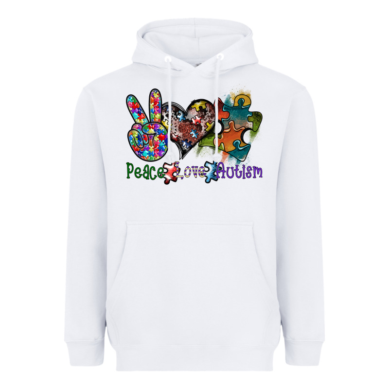 Peace Love Autism Heavyweight Hoodie by SublimationCraftShop | Teevron