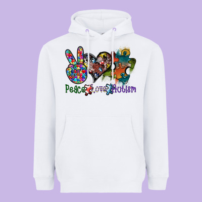 Peace Love Autism Heavyweight Hoodie Designed By Sublimationcraftshop