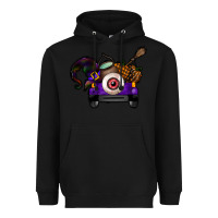 Black Halloween Truck Heavyweight Hoodie - CowhideDigitalArt