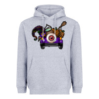 Heather Grey Halloween Truck Heavyweight Hoodie - CowhideDigitalArt