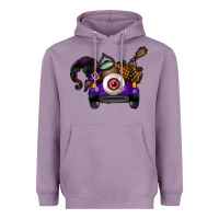 Lavender Halloween Truck Heavyweight Hoodie - CowhideDigitalArt