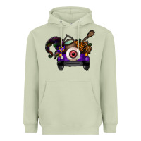 Matcha Halloween Truck Heavyweight Hoodie - CowhideDigitalArt