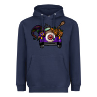 Navy Halloween Truck Heavyweight Hoodie - CowhideDigitalArt