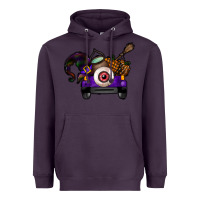 Plum Halloween Truck Heavyweight Hoodie - CowhideDigitalArt