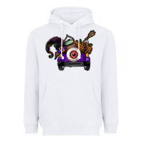 White Halloween Truck Heavyweight Hoodie - CowhideDigitalArt