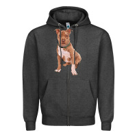 Charcoal Heather brown pitbull Zipper Hoodie - RanaPortraitStore