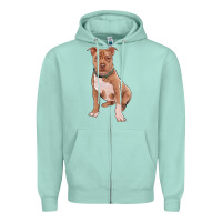 Seafoam brown pitbull Zipper Hoodie - RanaPortraitStore