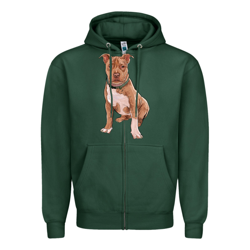 Brown Pitbull Zipper Hoodie by RanaPortraitStore | Teevron