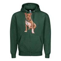 Sports Green brown pitbull Zipper Hoodie - RanaPortraitStore