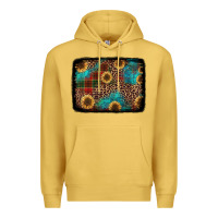 Antique Gold christmas sunflowers and buffalo plaid background Premium Hoodie - Jasminsmagicworld