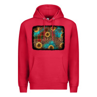 Cardinal christmas sunflowers and buffalo plaid background Premium Hoodie - Jasminsmagicworld