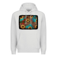 Dove Grey christmas sunflowers and buffalo plaid background Premium Hoodie - Jasminsmagicworld