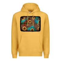 Mustard christmas sunflowers and buffalo plaid background Premium Hoodie - Jasminsmagicworld