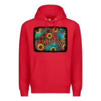 Red christmas sunflowers and buffalo plaid background Premium Hoodie - Jasminsmagicworld