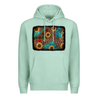 Seafoam christmas sunflowers and buffalo plaid background Premium Hoodie - Jasminsmagicworld