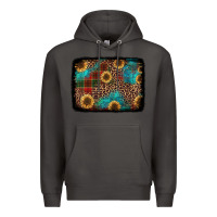 Smoke christmas sunflowers and buffalo plaid background Premium Hoodie - Jasminsmagicworld