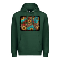 Sports Green christmas sunflowers and buffalo plaid background Premium Hoodie - Jasminsmagicworld