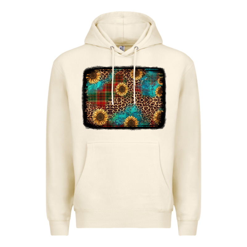 Christmas Sunflowers And Buffalo Plaid Background Premium Hoodie by Jasminsmagicworld | Teevron