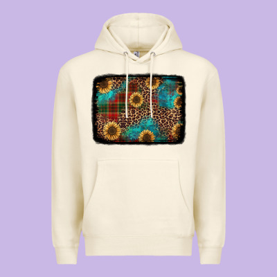 Christmas Sunflowers And Buffalo Plaid Background Premium Hoodie Designed By Jasminsmagicworld