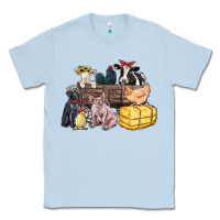 Dusty Blue farm animals wagon Classic Tee - Zillion Design Studio