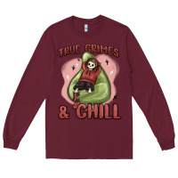 Burgundy true crimes & chill Long Sleeve Tee - MaliasSmallBusiness