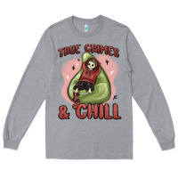 Heather Grey true crimes & chill Long Sleeve Tee - MaliasSmallBusiness