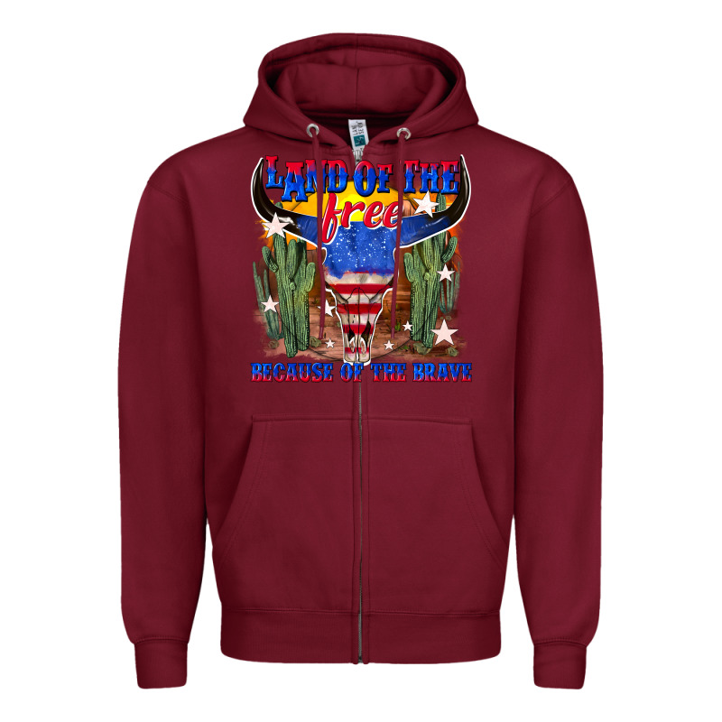 Land Of The Free Because Of The Brave Zipper Hoodie by texasbilliewilder | Teevron