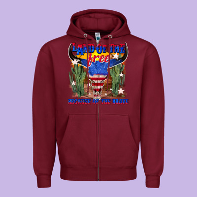 Zipper Hoodie land of the free because of the brave